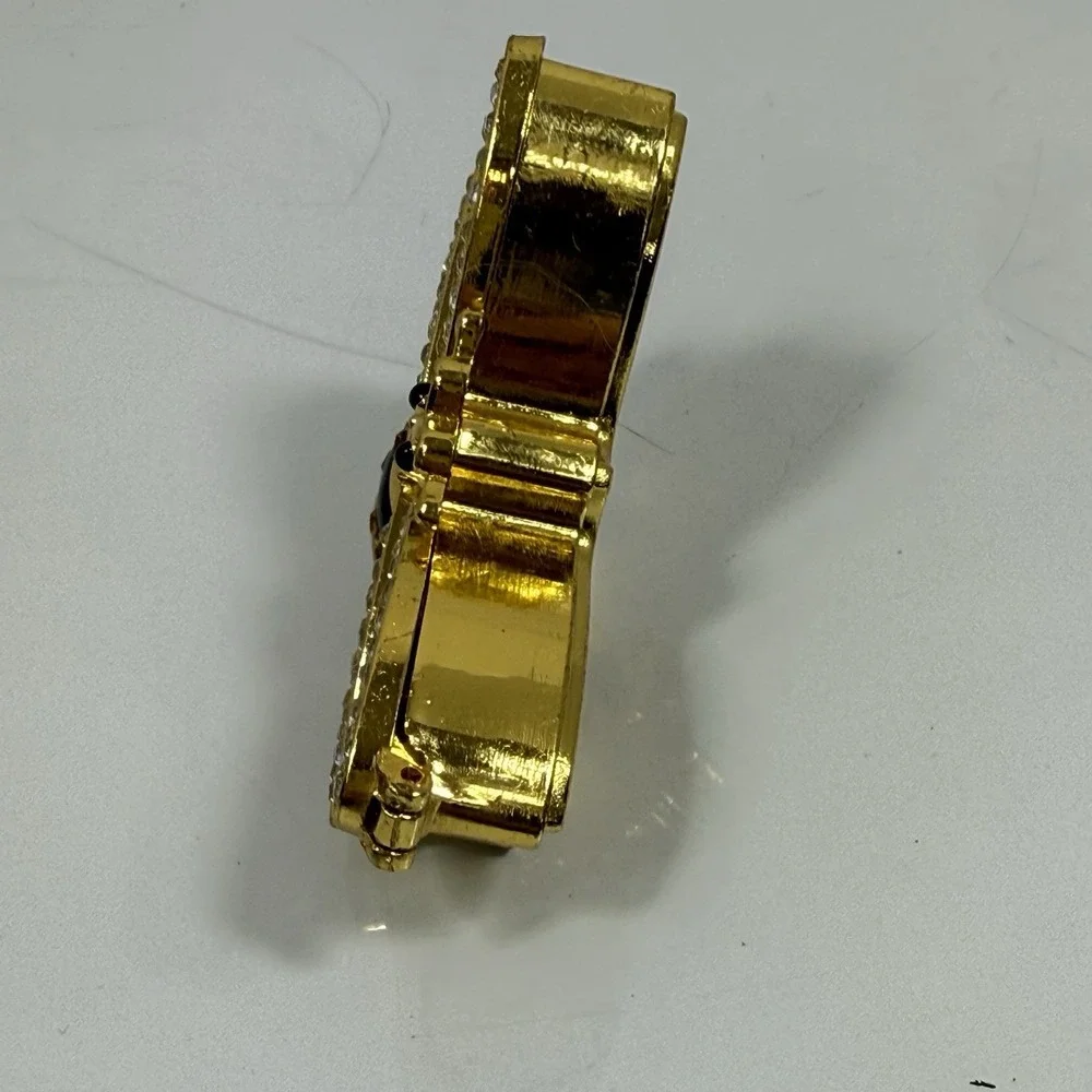 Bee Jeweled Gold Tone Trinket Box Rhinestones